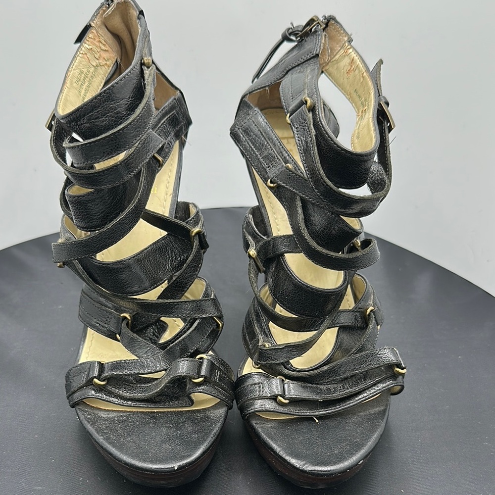Enzo Angiolini Black Strappy Stiletto 5 inch Heels